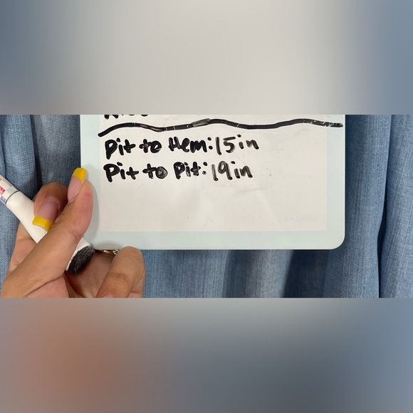 Cloth & Stone Anthropologie Light Blue Chambray Off The Shoulder Top Women’s Sm - Picture 12 of 13